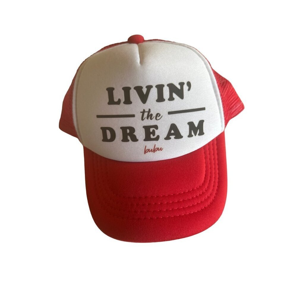 bubu Child Livin' the Dream‎ Red White Foam Trucker Meshback Hat Cap Adjustable
